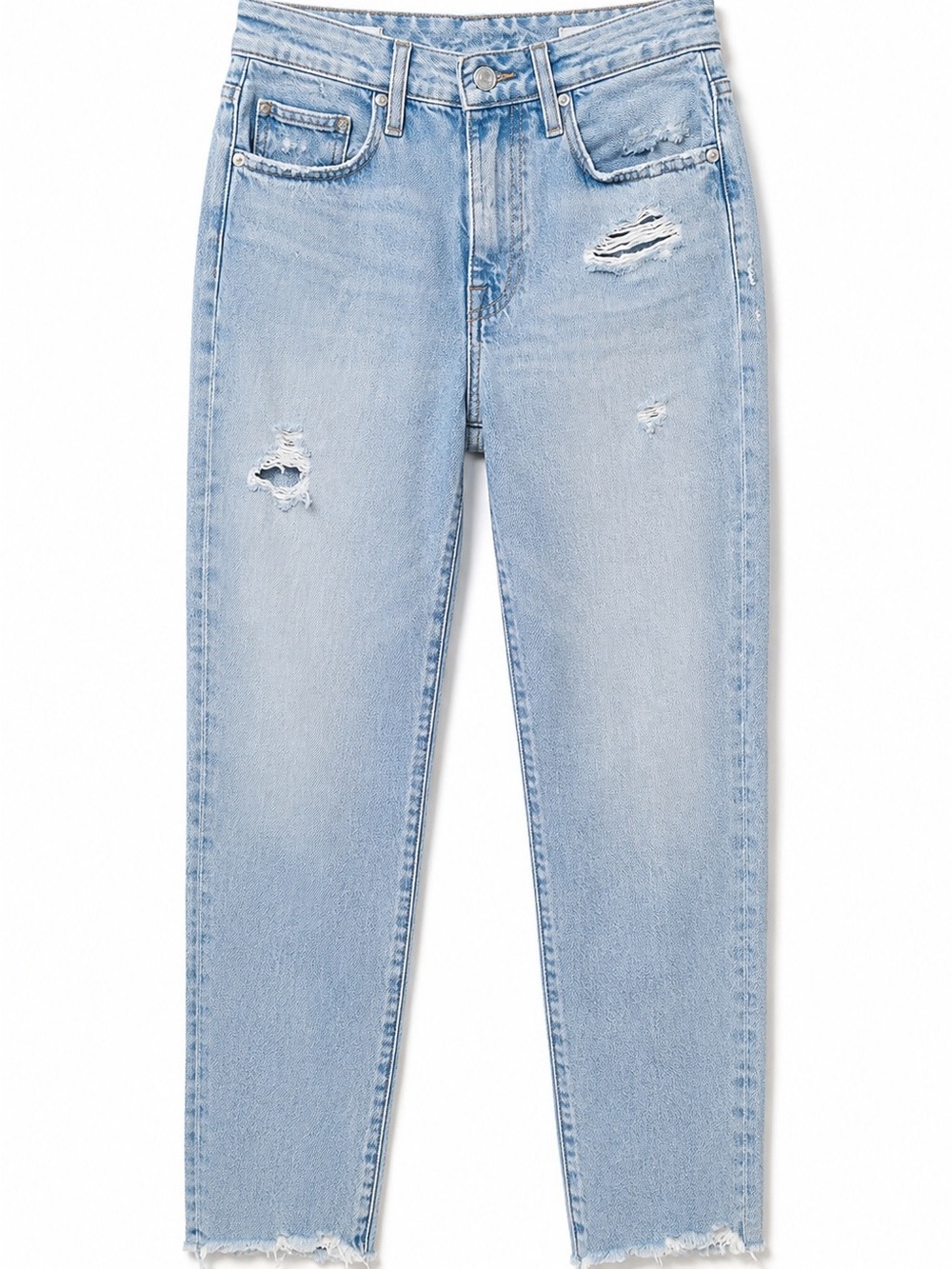 FRAME Le Jane Crop Jeans Womens Size 25 Light Wash Distressed Raw Hem High Rise